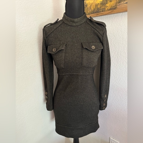 Zara Olive Long Sleeve Dress - Picture 2 of 7